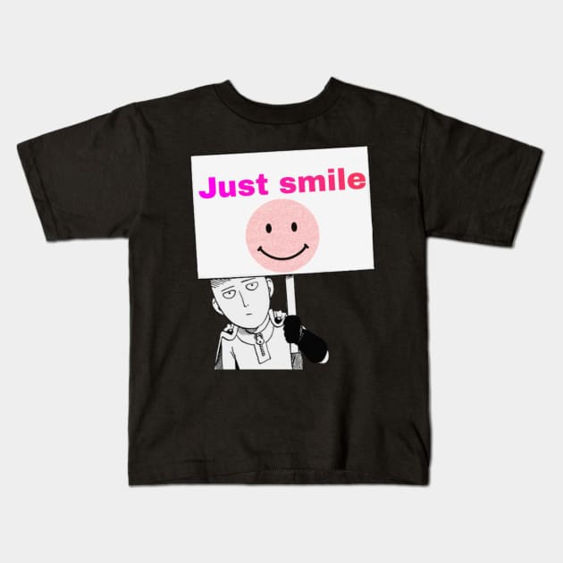 Funny shirt with aword (just smile) style shirt Kids T-Shirt by Superboydesign